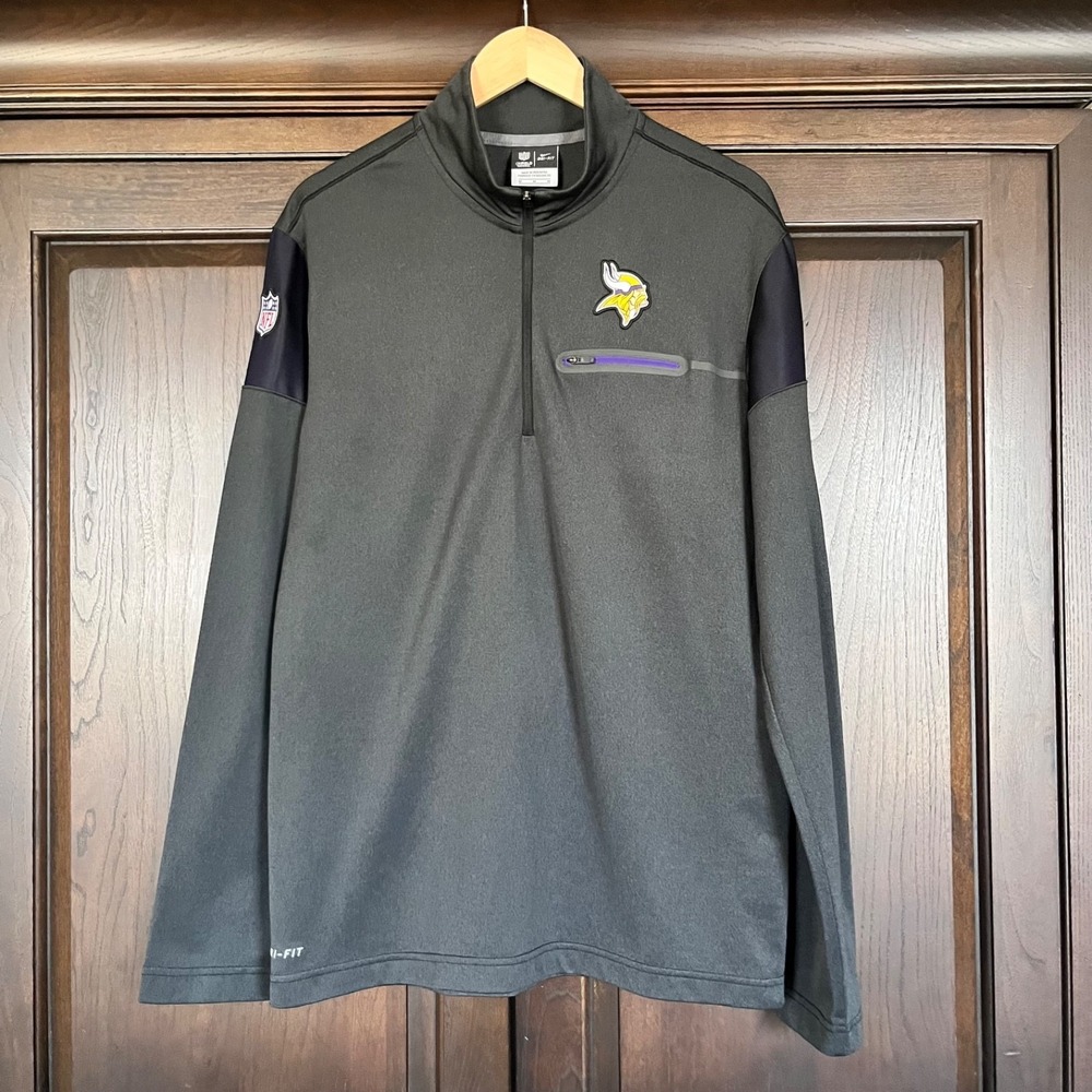 NIKE Dri-Fit NFL Minnesota Vikings Quarter Zip Jacket Womens Size M **BLACK**